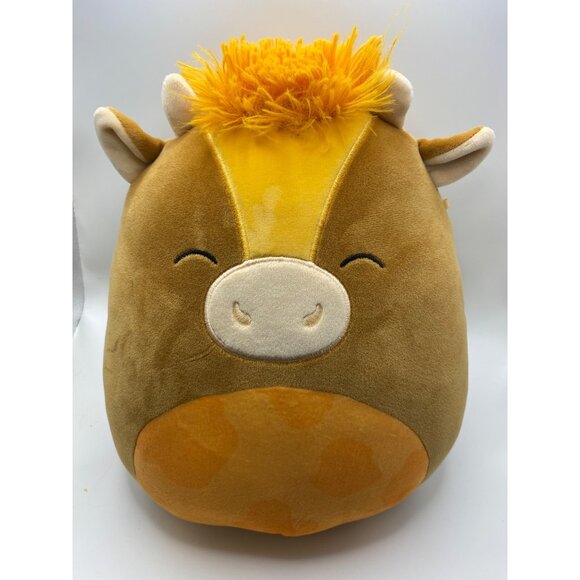 Squishmallow Brown & Yellow Cow Plush Toy With Orange Hair Soft & Huggable 12" T - Picture 1 of 12